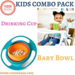 Baby Learning Drinking Cup & Baby Bowl Flying saucer Rotating & Balancing Combo